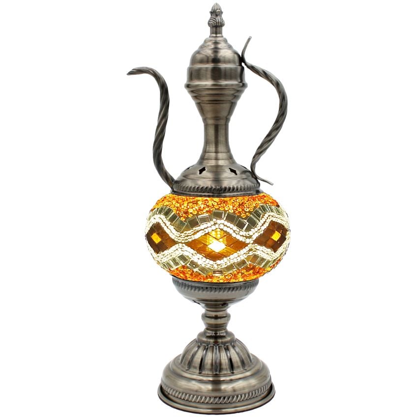 Golden Diamonds Moroccan Teapot Lamp