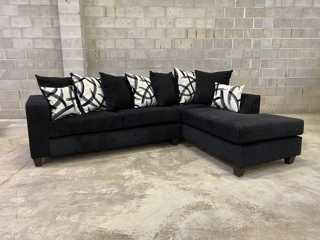Elegant Black 2-Piece Sectional Sofa | Chenille Fabric Chaise & LAF Sofa for Chic Living Rooms