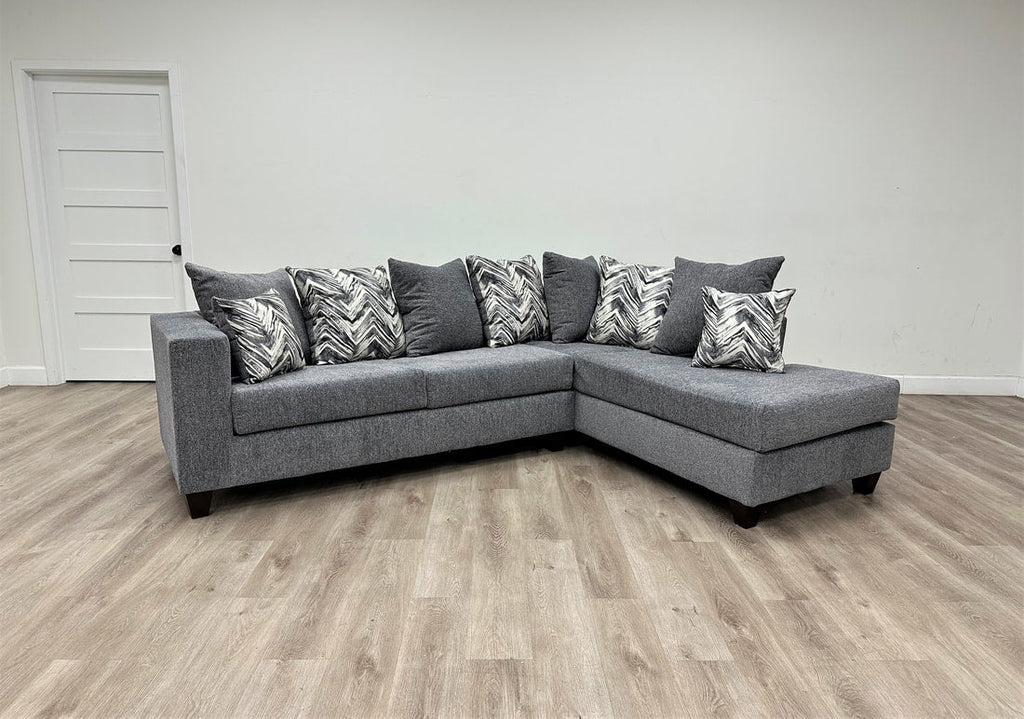 Stylish Charcoal Sectional Sofa | Thick Fabric LAF Sofa & RAF Chaise for Modern Living Spaces