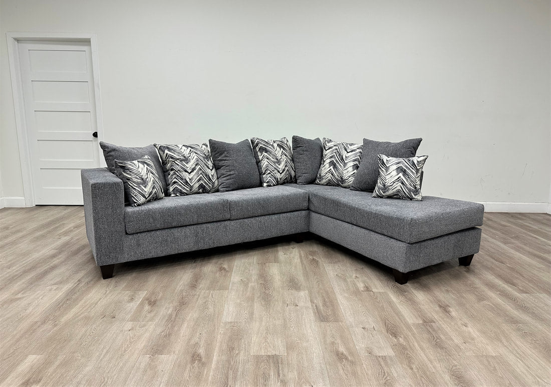 Stylish Charcoal Sectional Sofa | Thick Fabric LAF Sofa & RAF Chaise for Modern Living Spaces