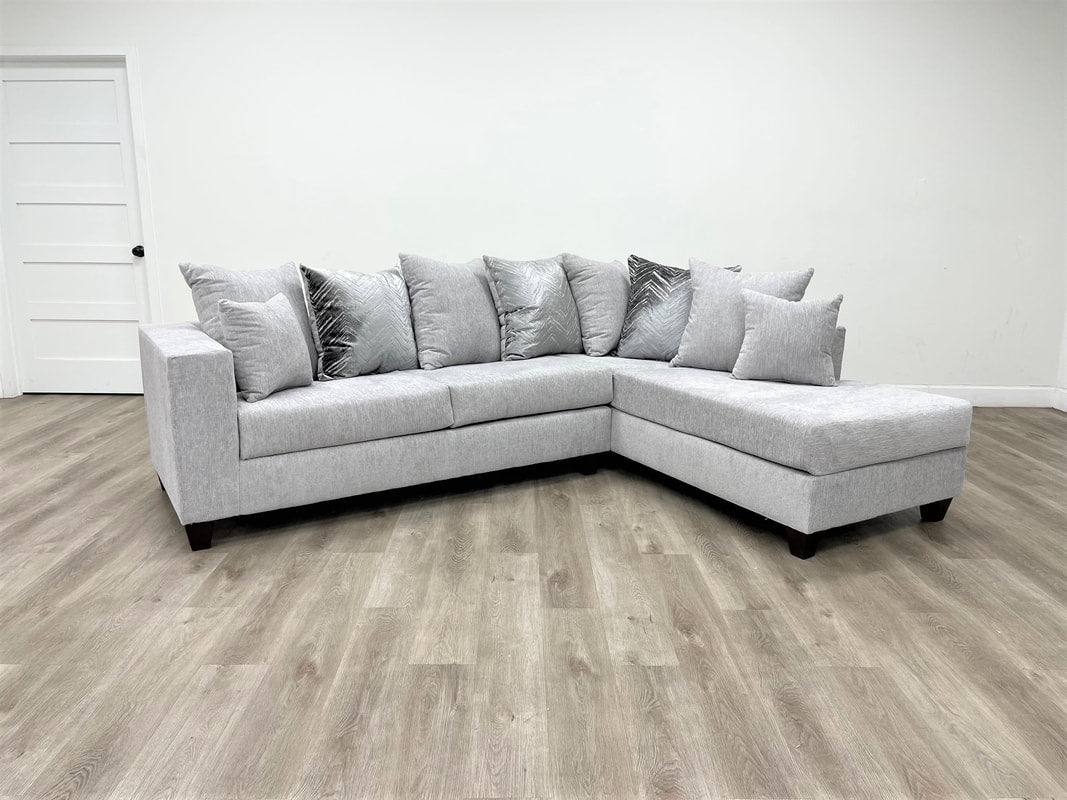 Dove Grey Sectional Sofa | Thick Fabric LAF Sofa & RAF Chaise for Stylish Living Rooms