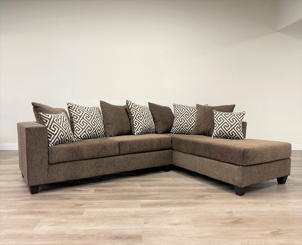 Sophisticated Mocha Sectional Sofa | LAF Sofa & RAF Chaise for Cozy Living Rooms