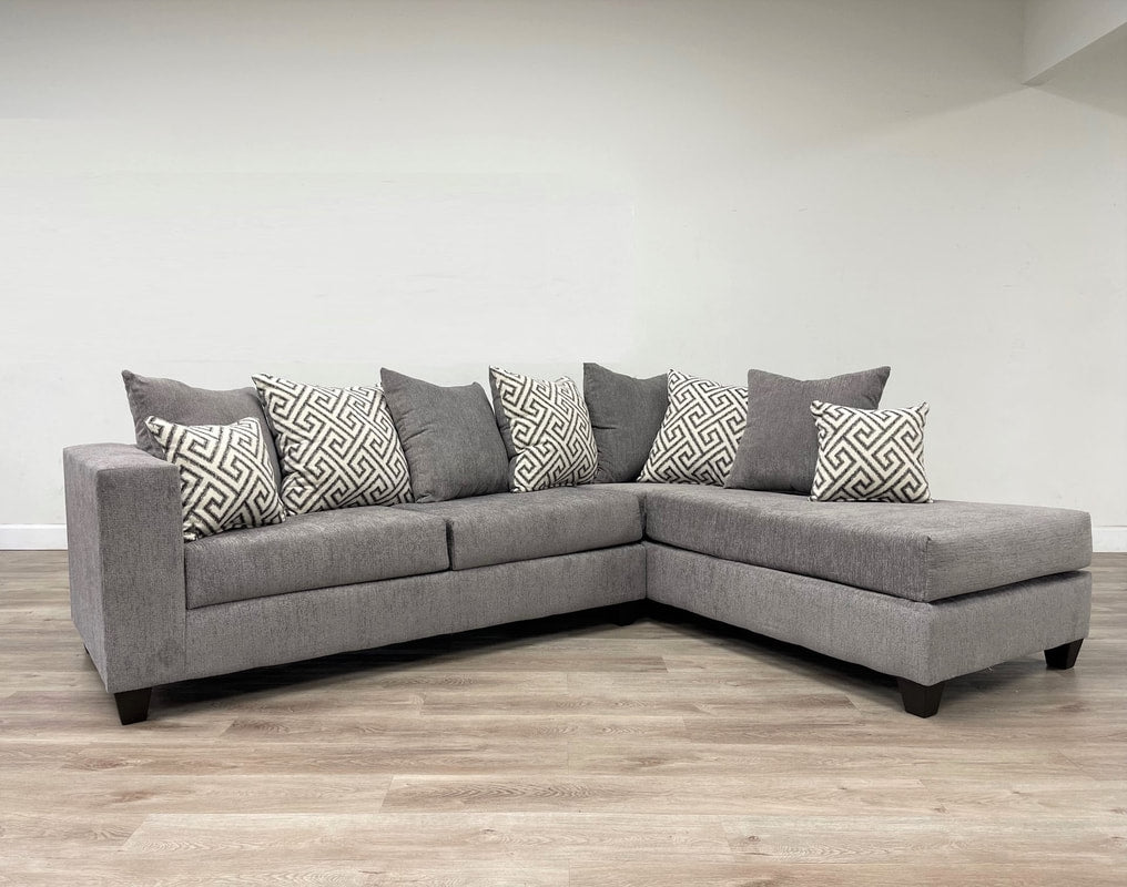 Elegant Smoke Sectional Sofa | LAF Sofa & RAF Chaise for Modern Living Spaces