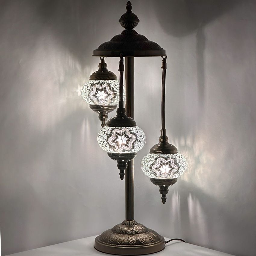 Turkish Style Moonlight Turkish Mosaic Floor Lamps with 3 Globes