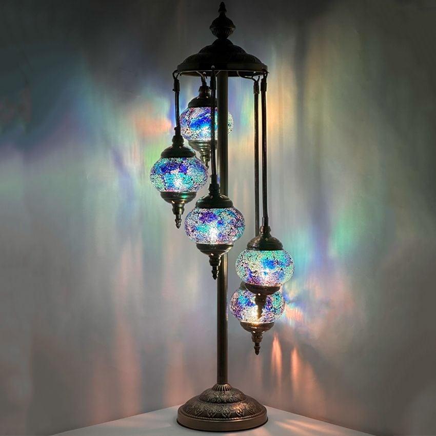 Deep Blue Turkish Lamps with 5 Globes