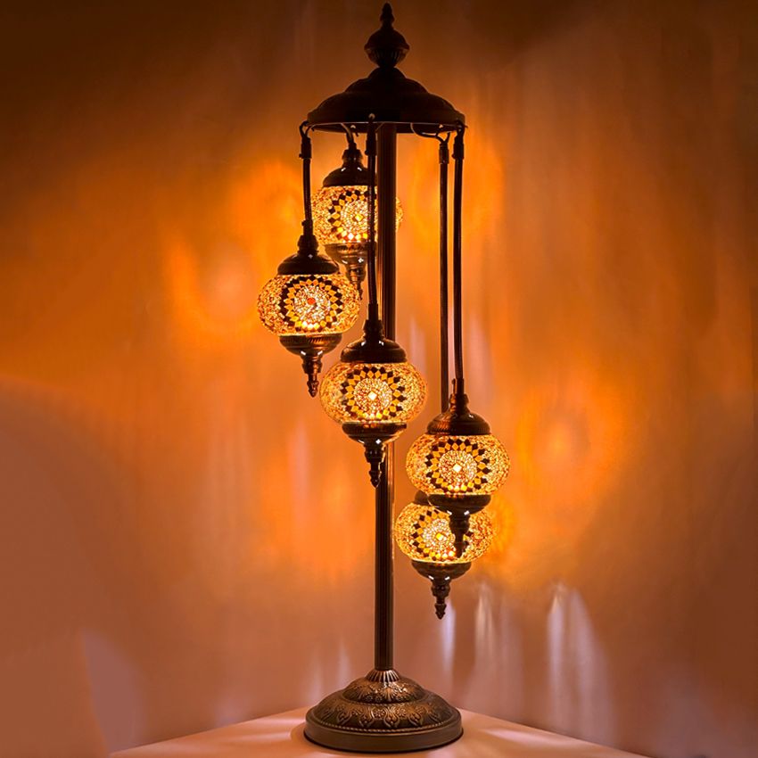 Orange Blossom Handmade Turkish Lamps with 5 Globes
