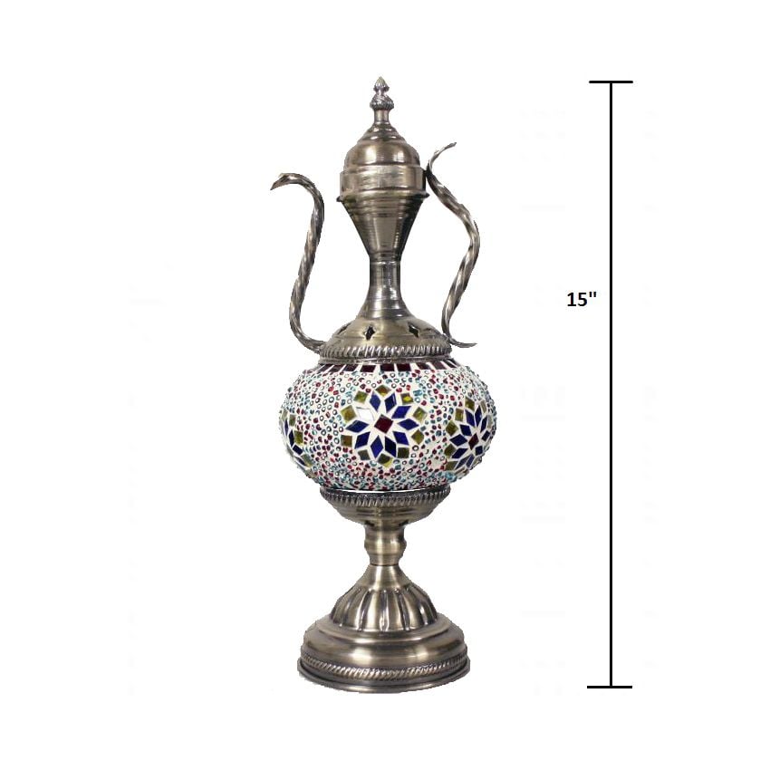 Red Hand Made Mosaic Glass Lamp Turkish teapot style