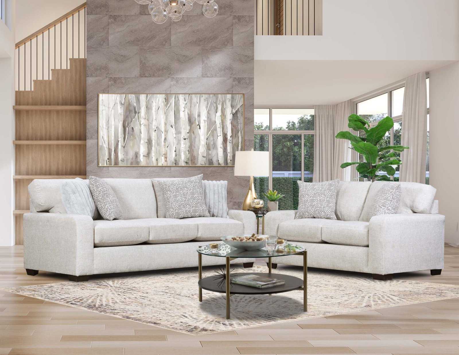Sofa and Loveseat Cream