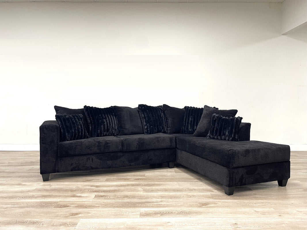 Modern Black Sectional Sofa | LAF Sofa & RAF Chaise for Stylish Living Spaces