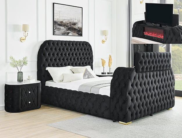 NATALIA BED W/FIREPLACE,TV LIFT