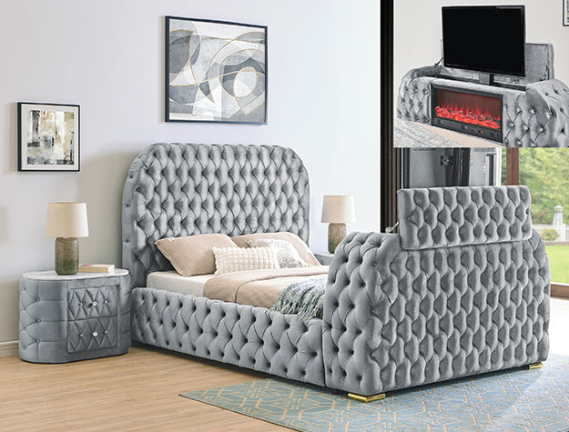 NATALIA BED W/FIREPLACE,TV LIFT