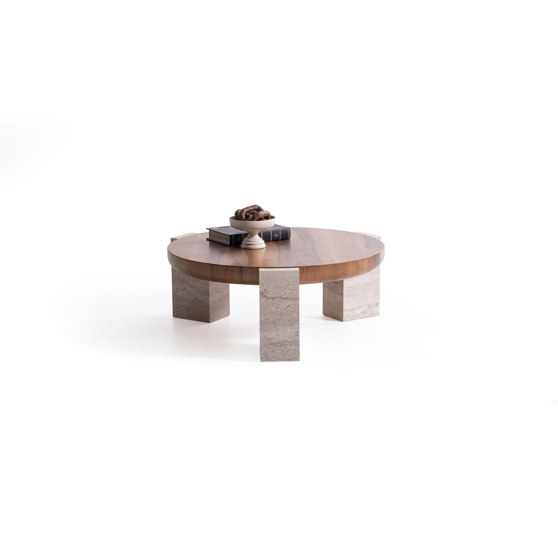 674 Walnut-Travertine Coffee with End Table