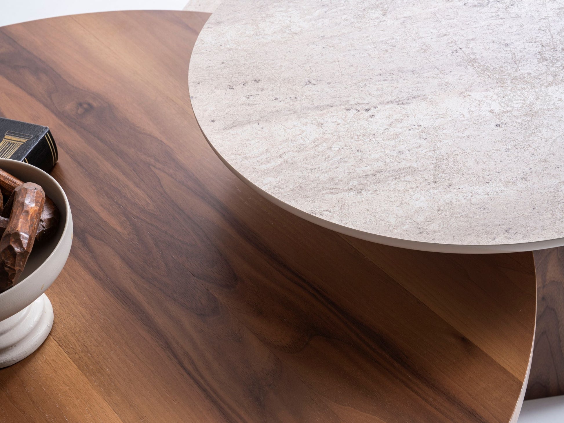 674 Walnut-Travertine Coffee with End Table