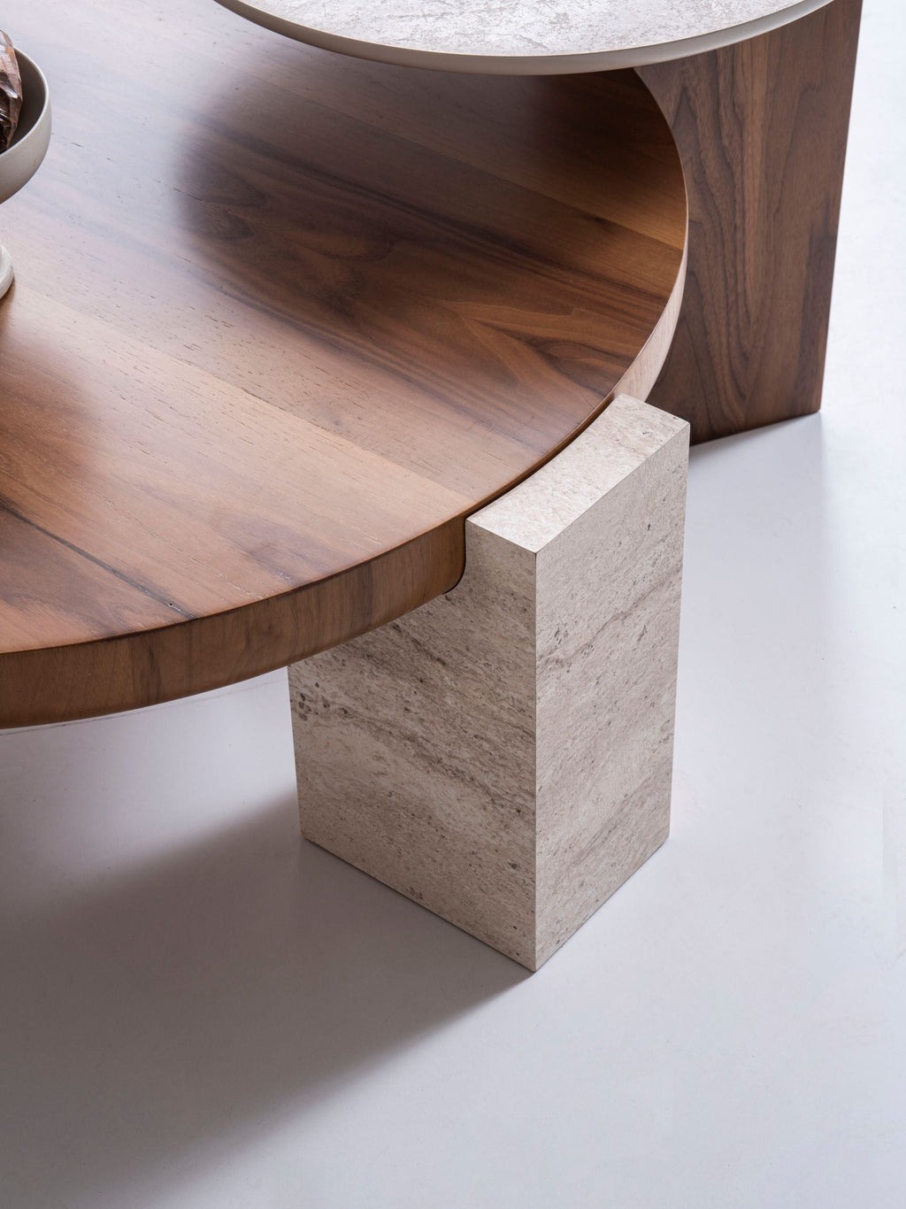 674 Walnut-Travertine Coffee with End Table
