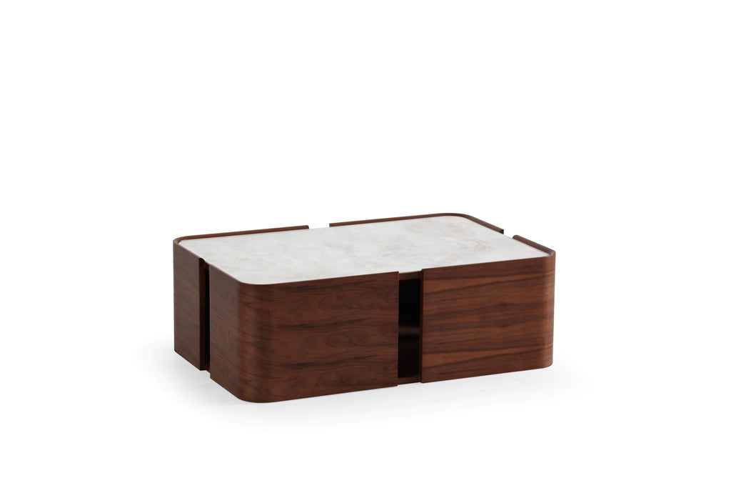 678 Walnut Marble Coffee Table