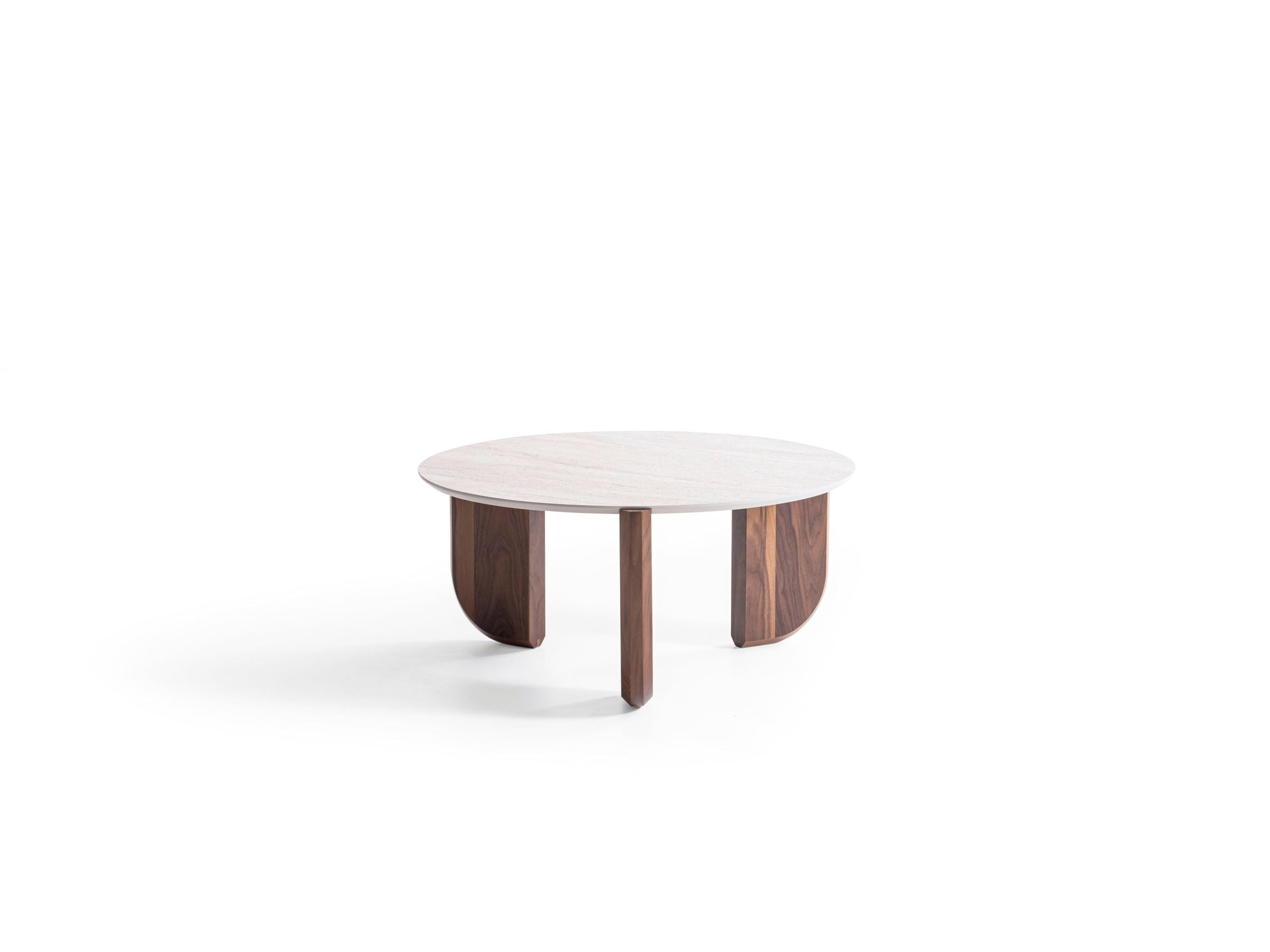 720 Walnut-Travertine 3 Pc Coffee Table Set