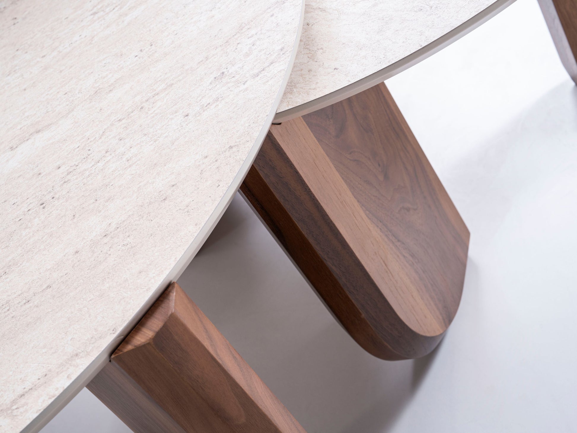 720 Walnut Travertine 3 Pc Coffee Table Set