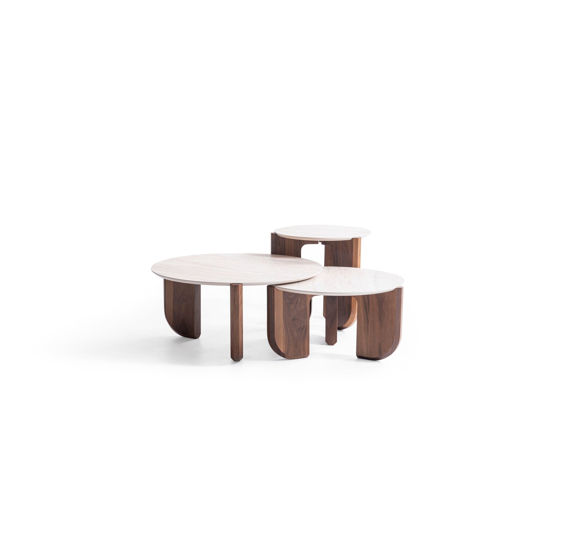 720 Walnut Travertine 3 Pc Coffee Table Set