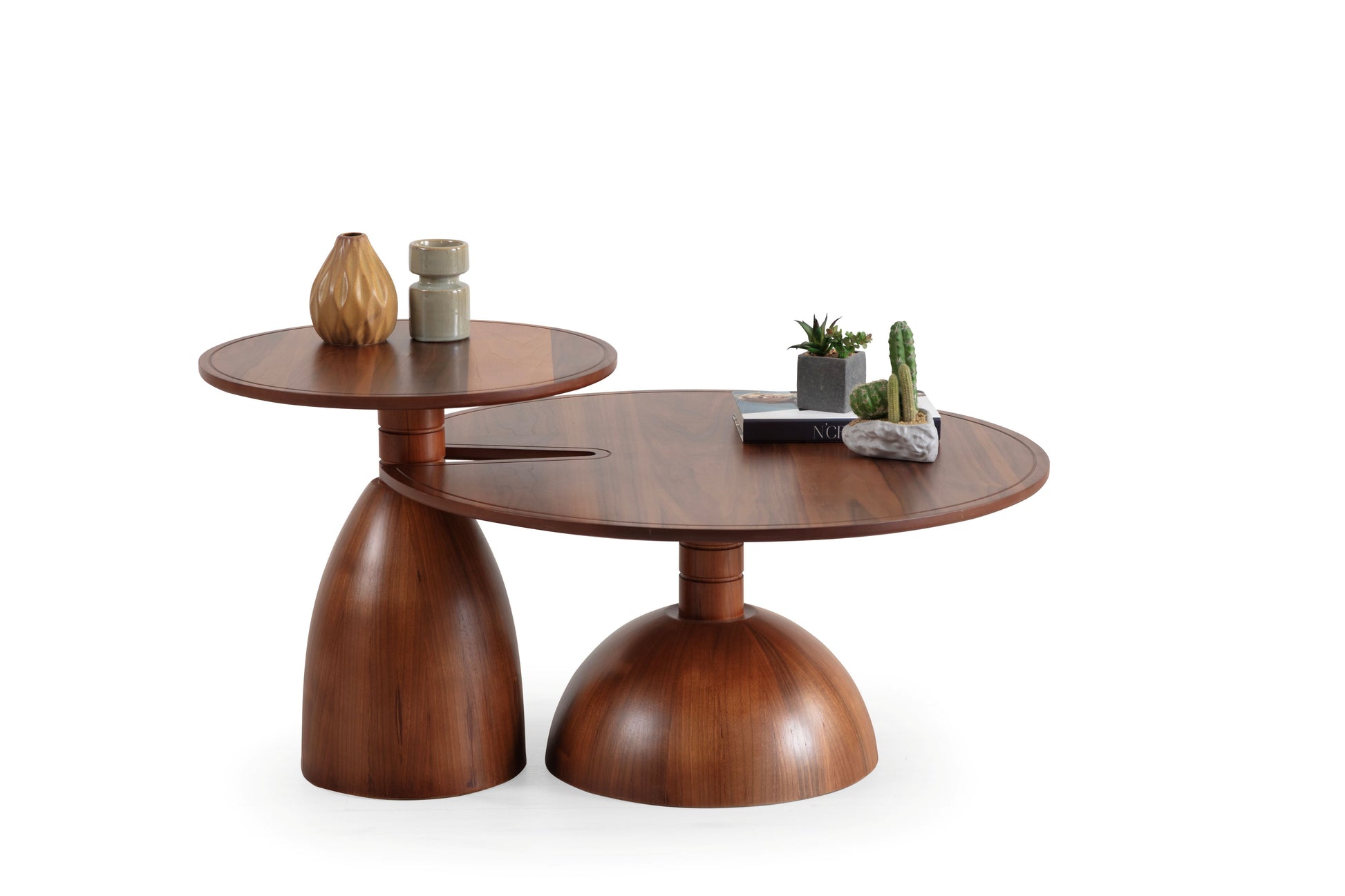873 Walnut 2 Pc Coffee Table Set