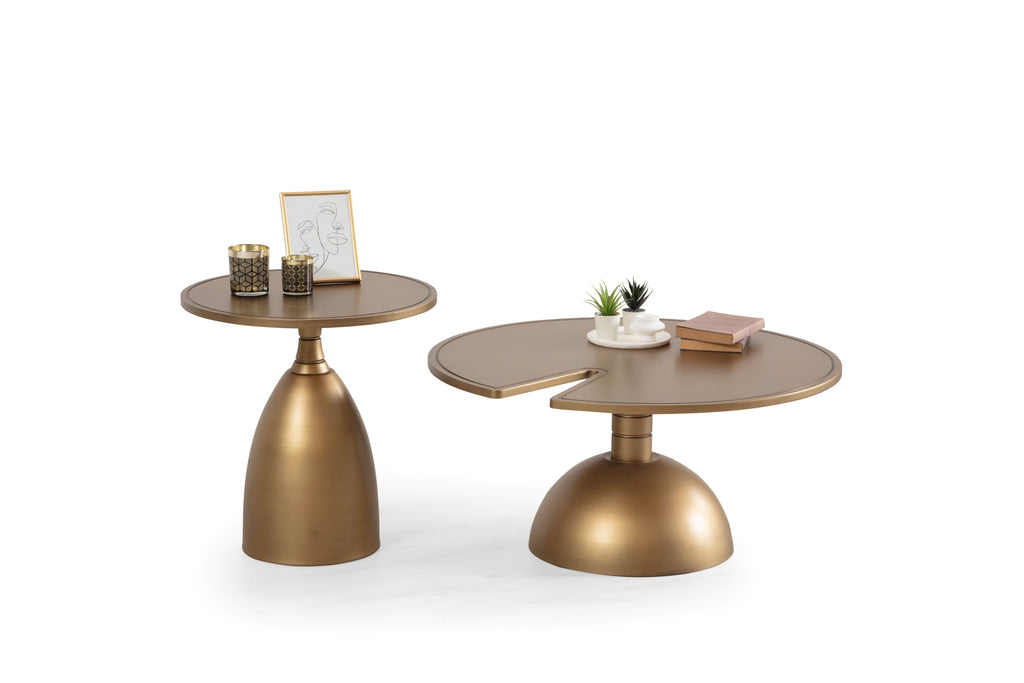 873 Gold 2 Pc Coffee Table Set
