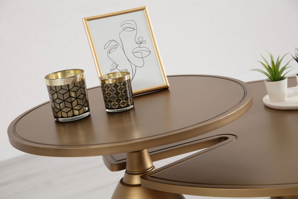 873 Gold 2 Pc Coffee Table Set