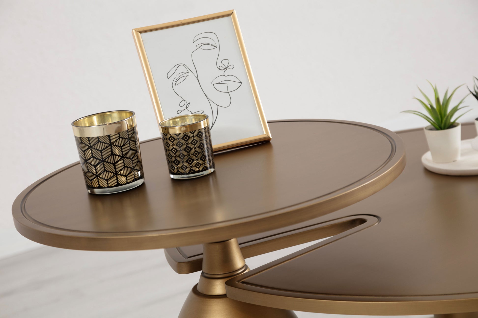 873 Gold 2 Pc Coffee Table Set