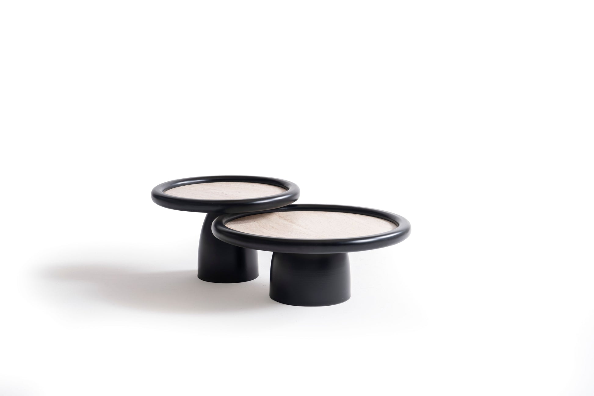 950 Black Travertine 3 Pc Coffee Table Set