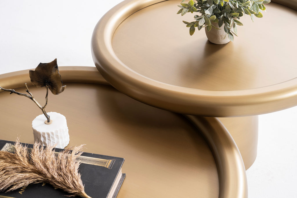 950 Gold 3 Pc Coffee Table Set