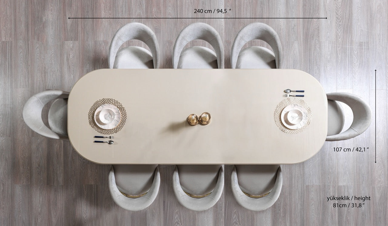 Milena Ivory 9-Piece Dining Set