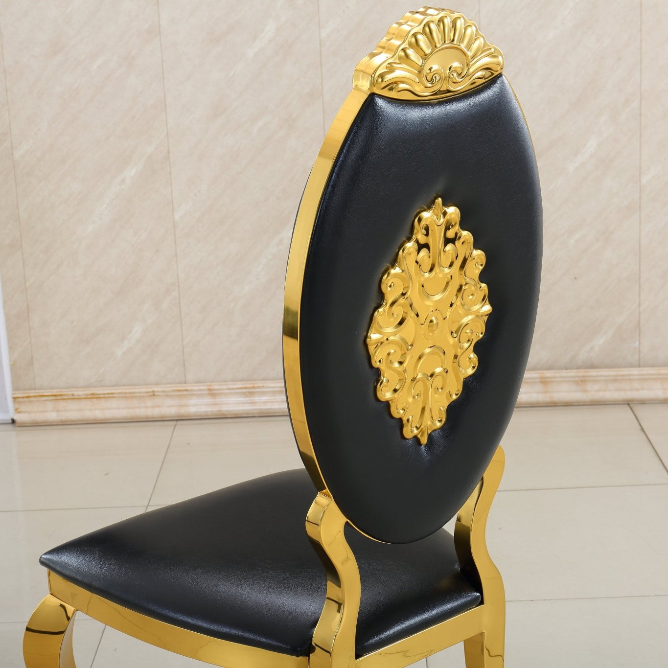 Modern Dining Chair Set of 2| Stainless Steel with Gold/Silver Finish