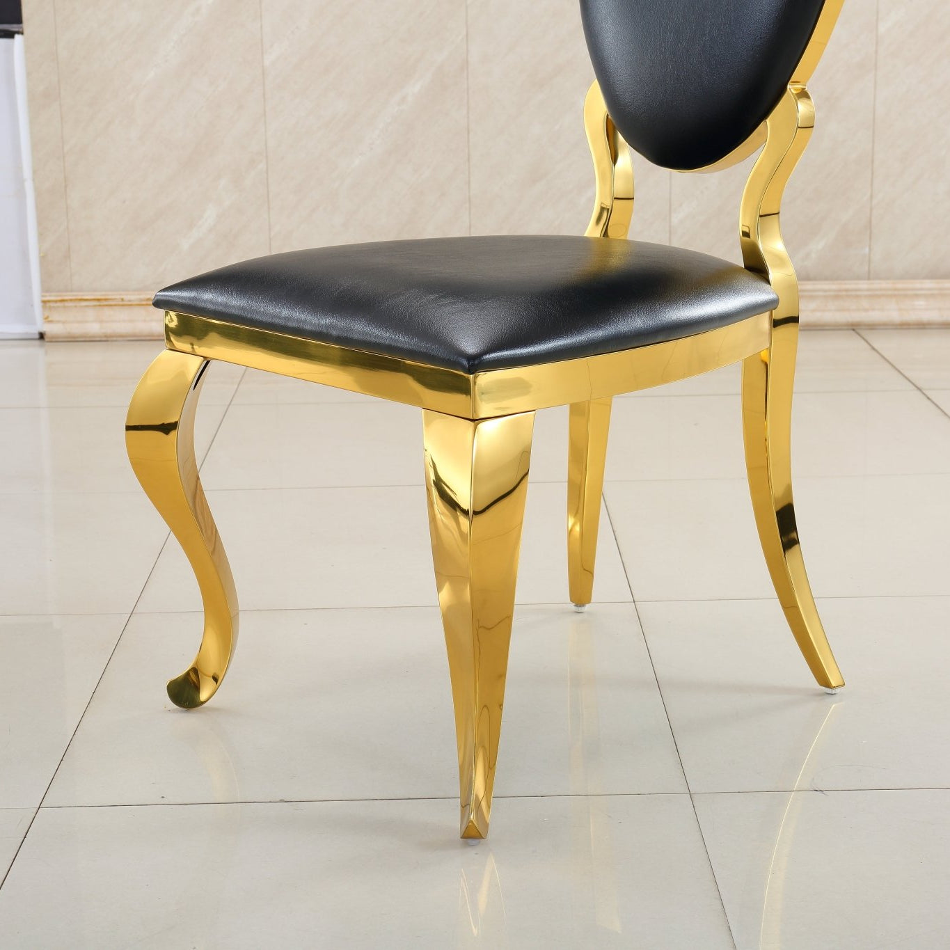 Modern Dining Chair Set of 2| Stainless Steel with Gold/Silver Finish
