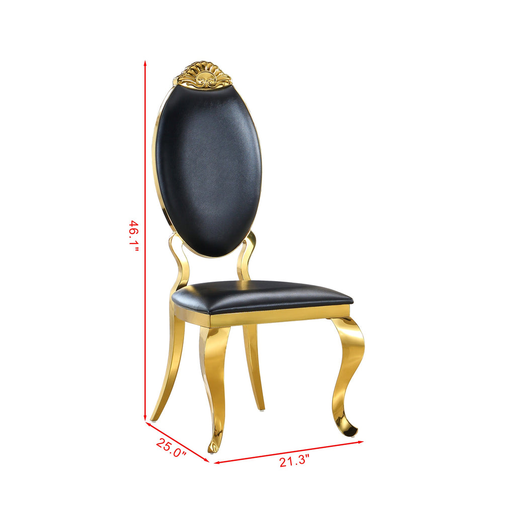 Modern Dining Chair Set of 2| Stainless Steel with Gold/Silver Finish