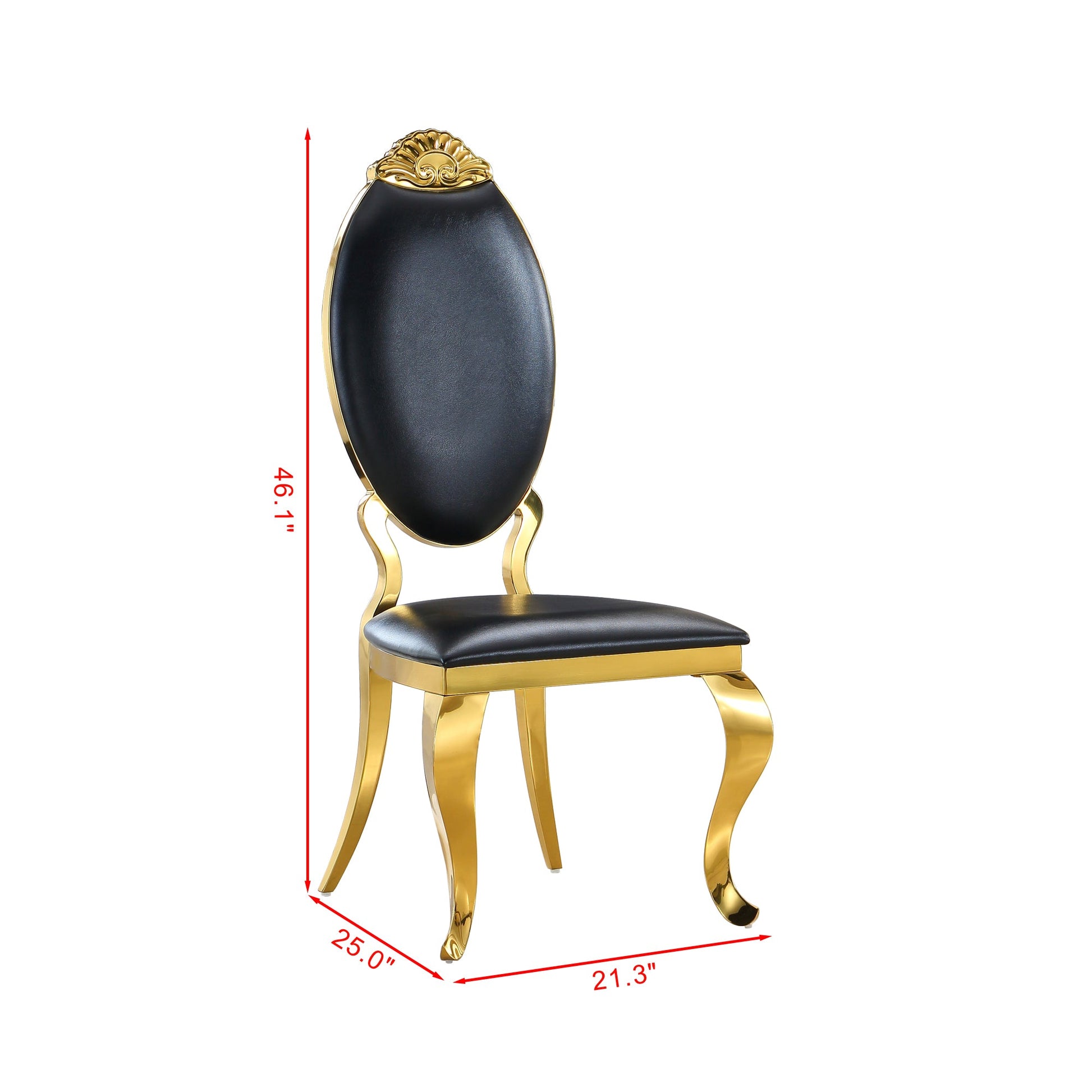 Modern Dining Chair Set of 2| Stainless Steel with Gold/Silver Finish
