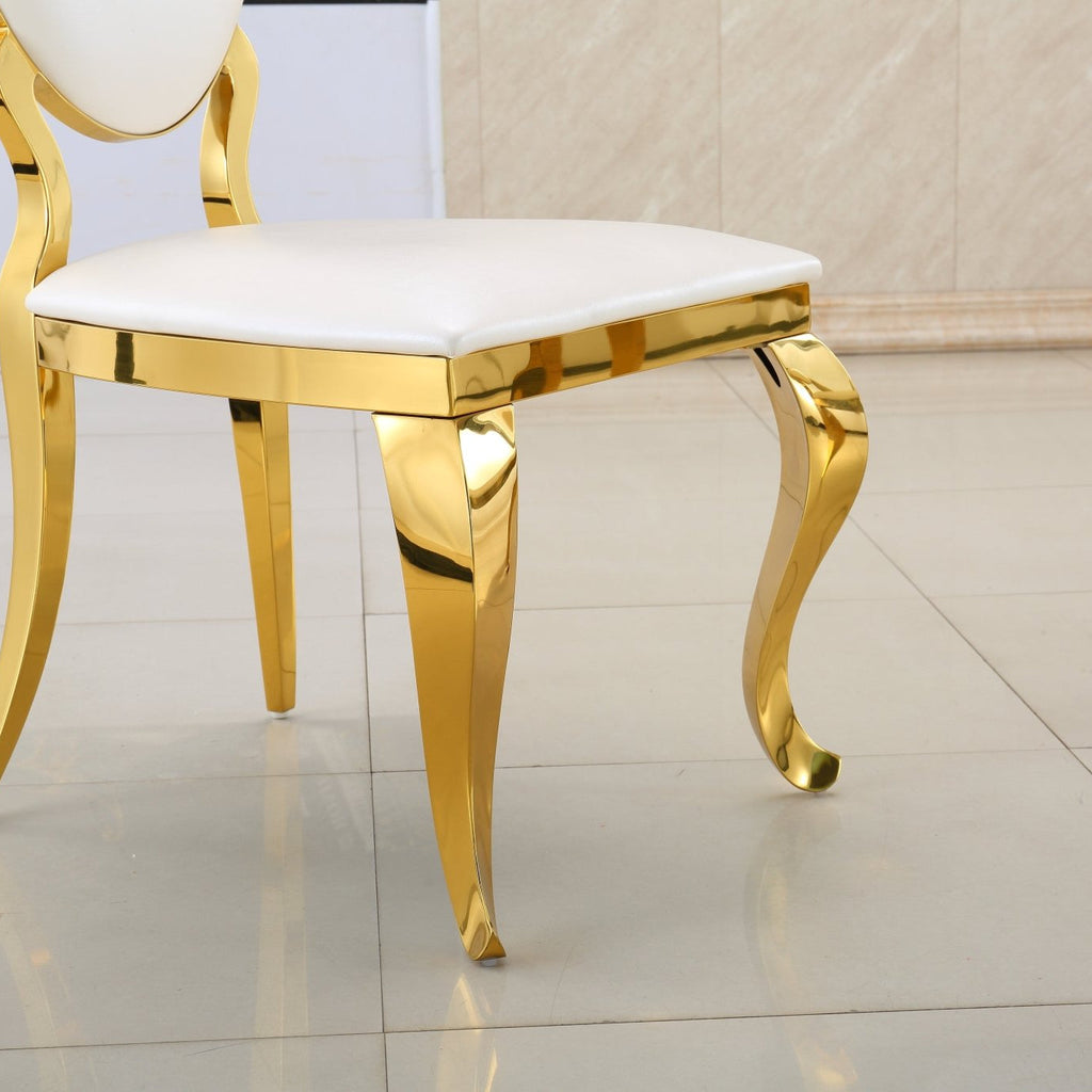 Modern Dining Chair Set of 2| Stainless Steel with Gold/Silver Finish