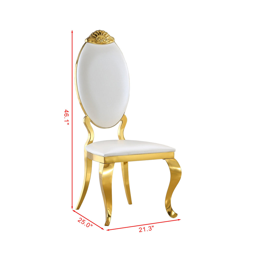 Modern Dining Chair Set of 2| Stainless Steel with Gold/Silver Finish