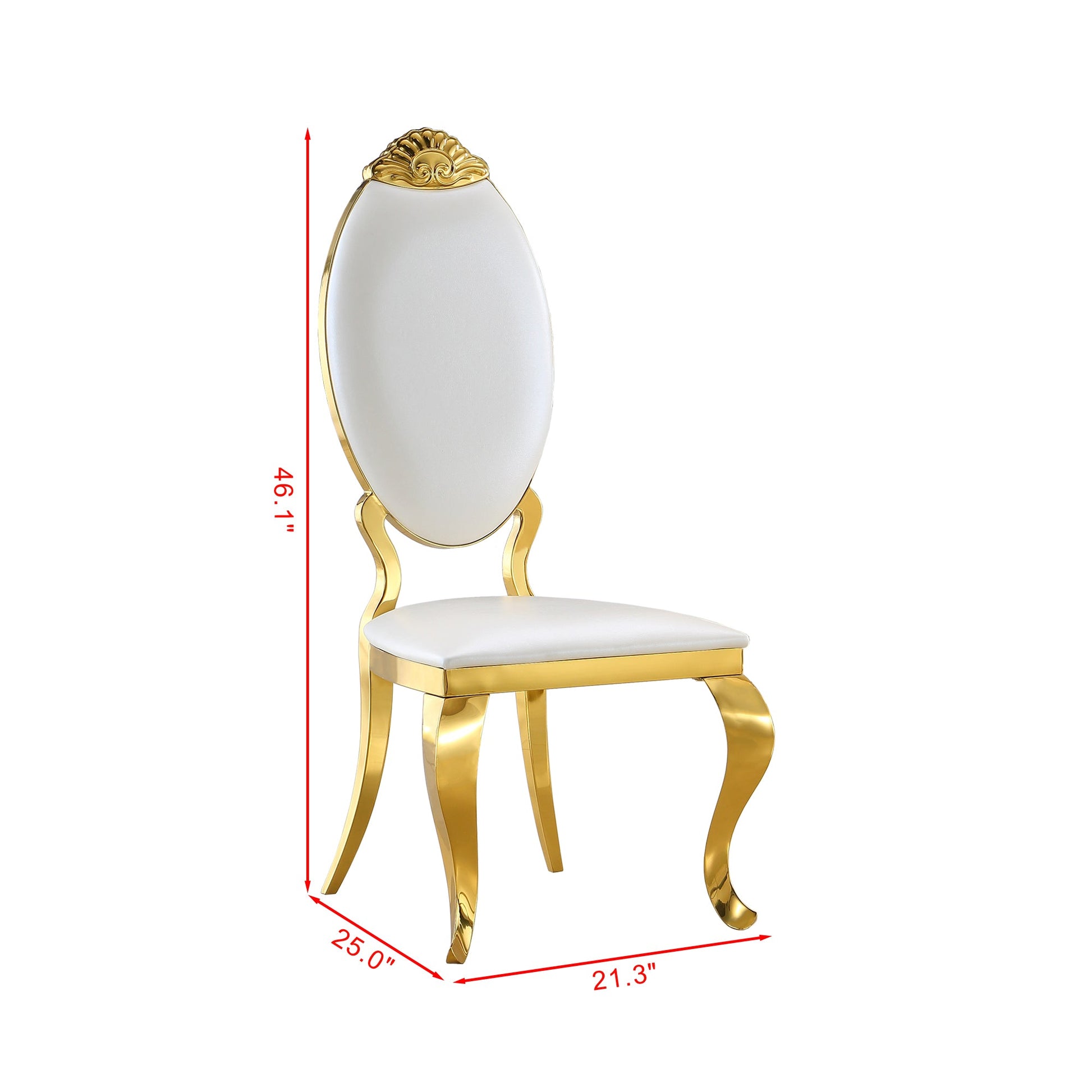 Modern Dining Chair Set of 2| Stainless Steel with Gold/Silver Finish