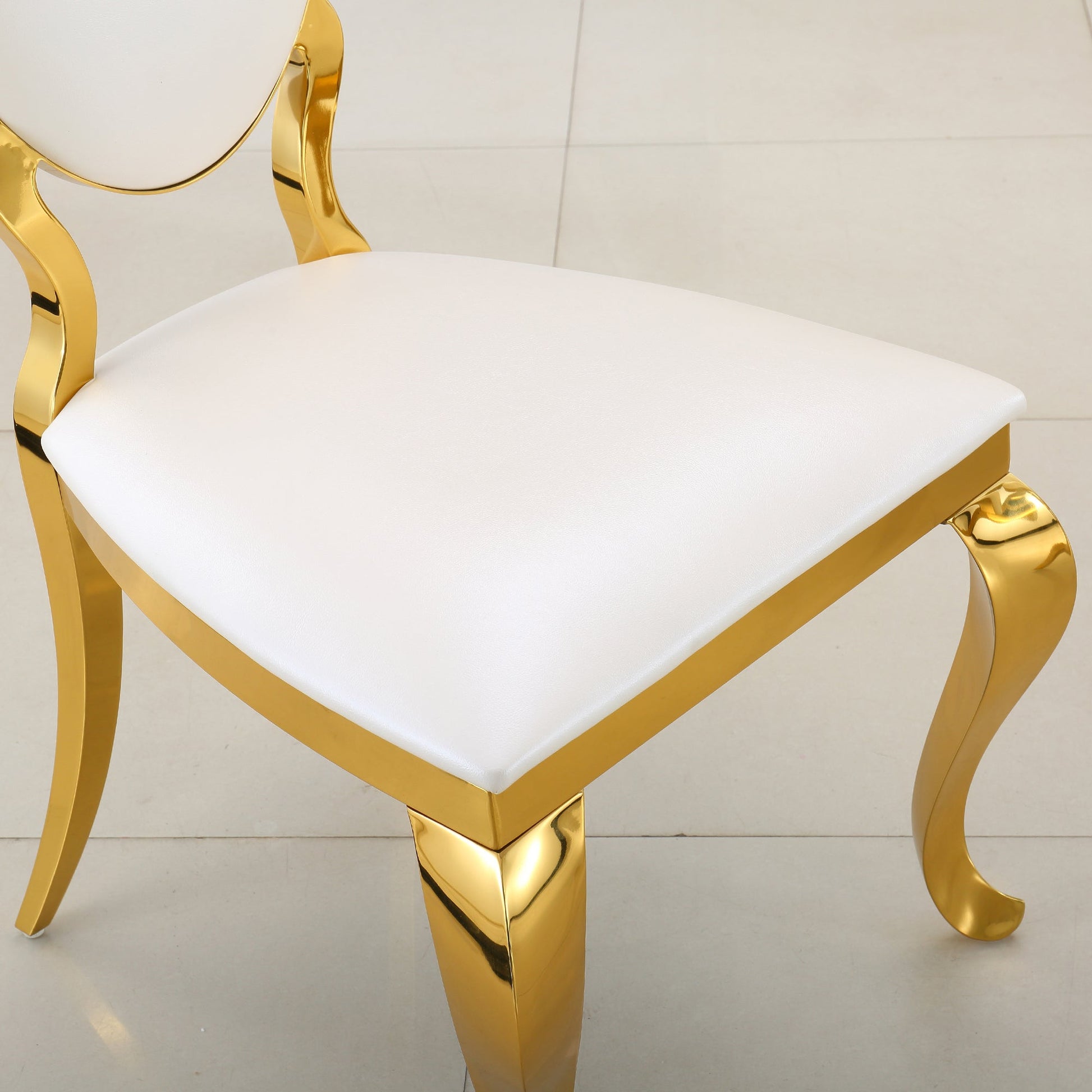 Modern Dining Chair Set of 2| Stainless Steel with Gold/Silver Finish