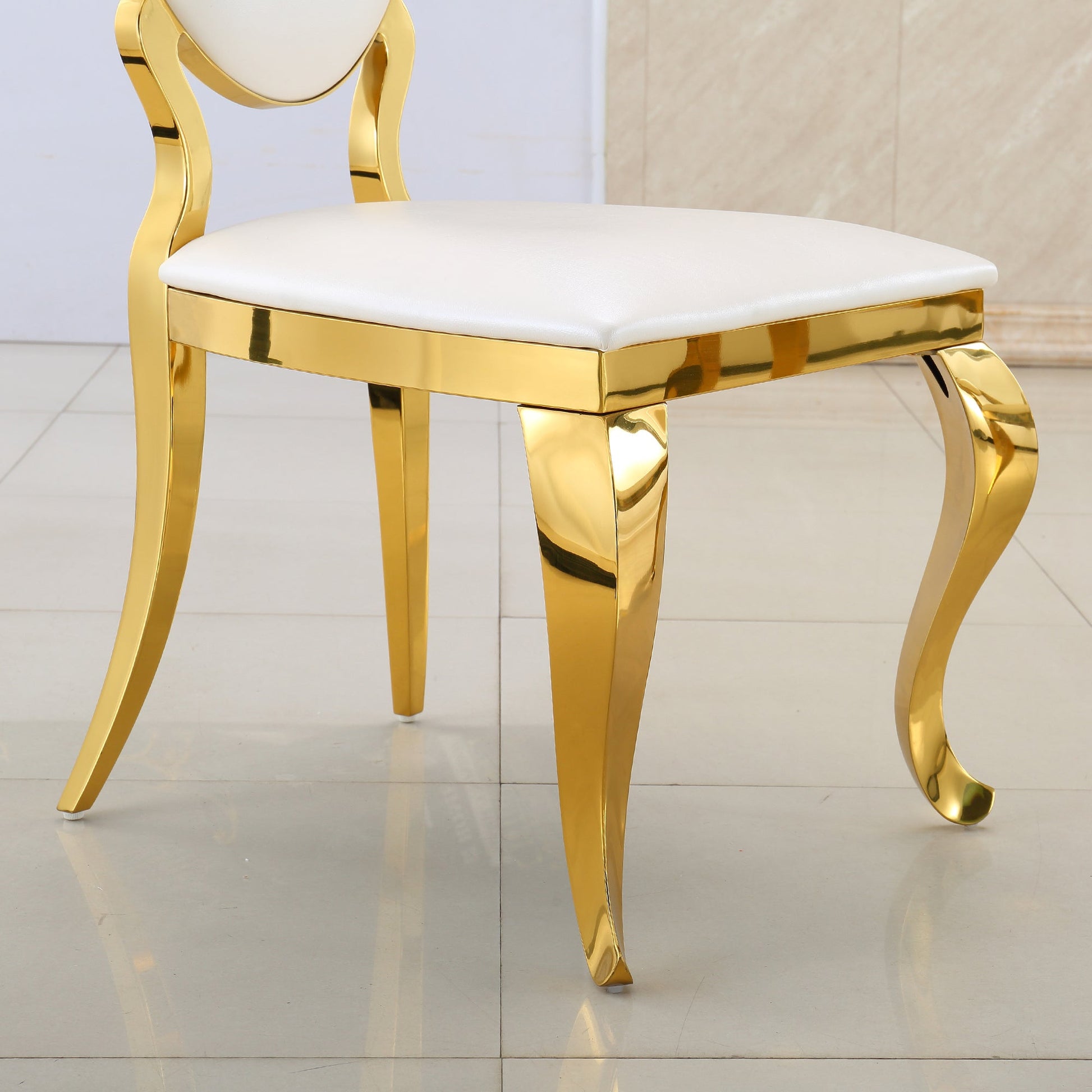 Modern Dining Chair Set of 2| Stainless Steel with Gold/Silver Finish