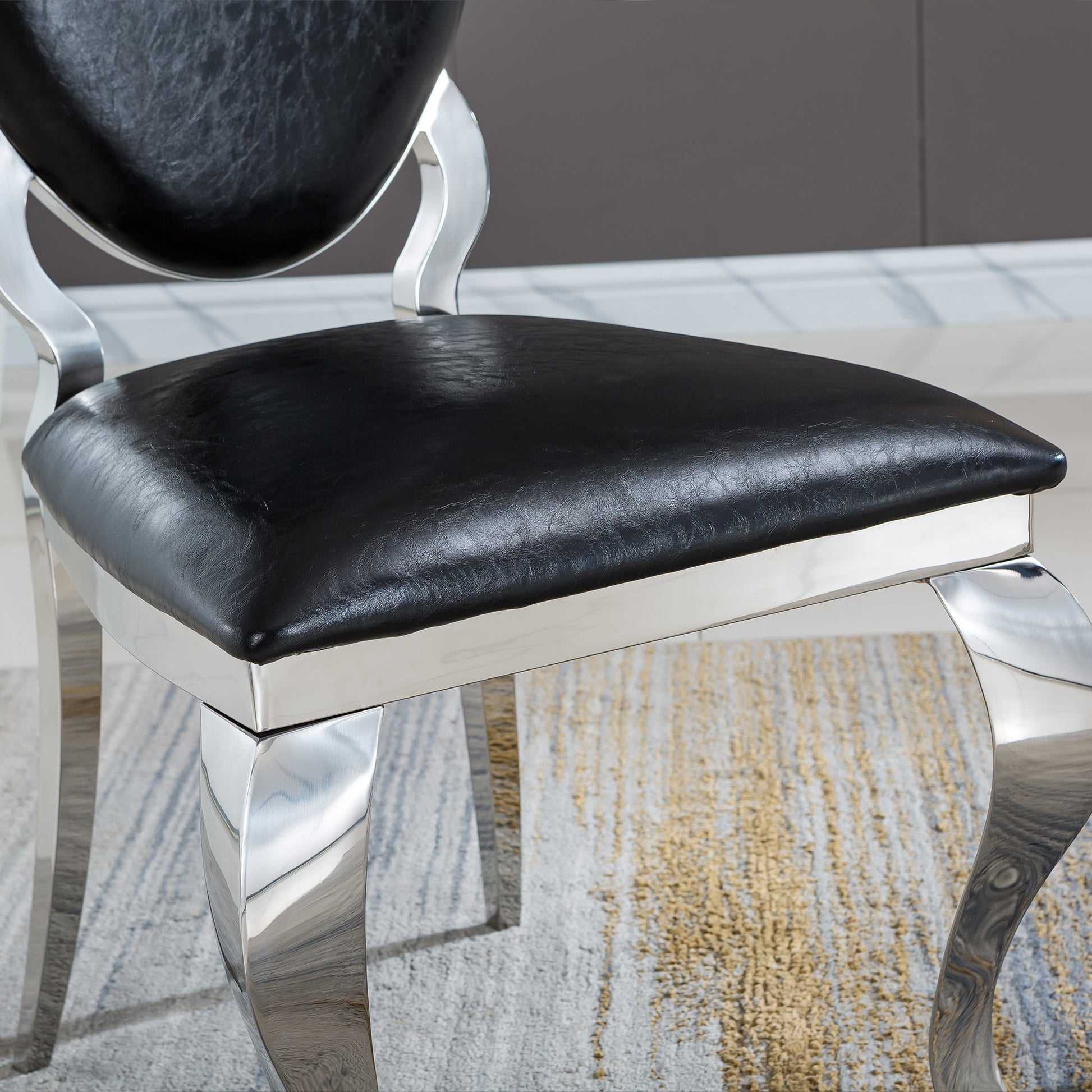 Modern Dining Chair Set of 2| Stainless Steel with Gold/Silver Finish