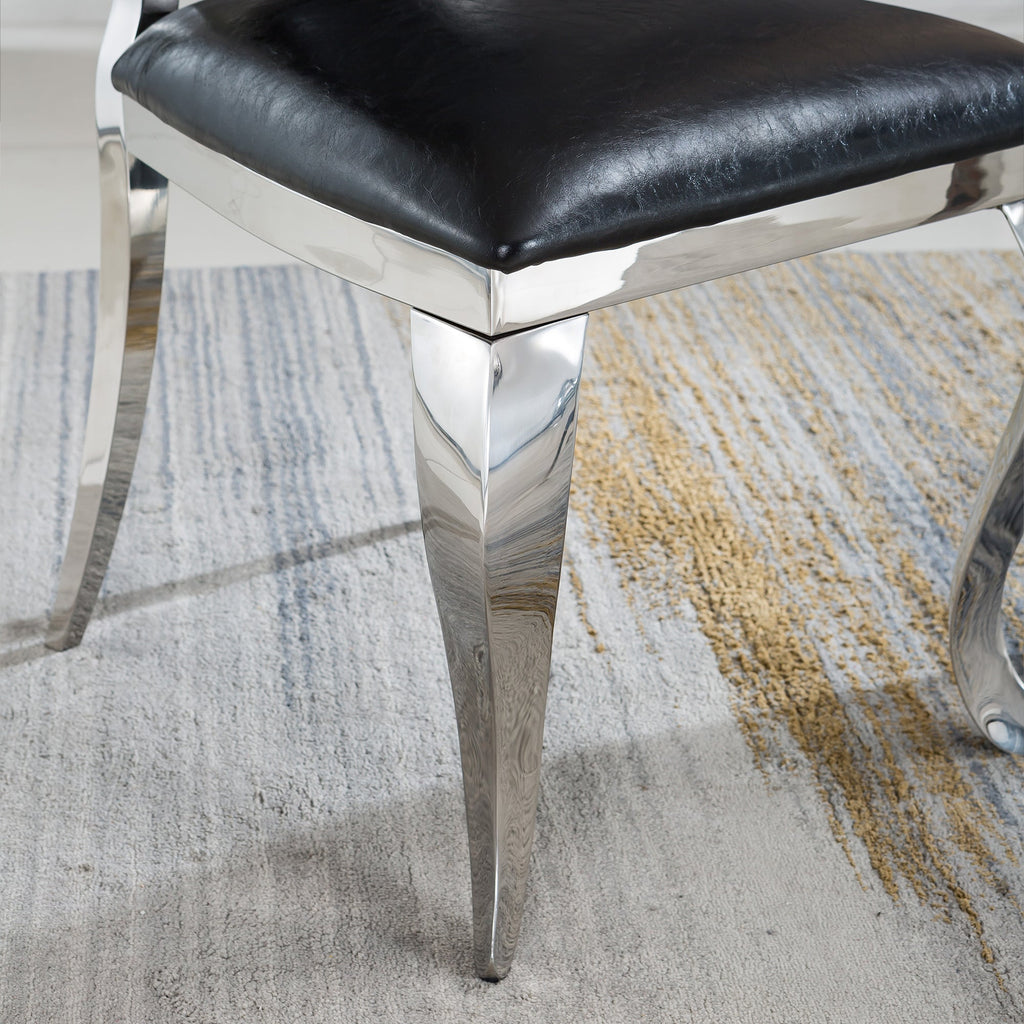 Modern Dining Chair Set of 2| Stainless Steel with Gold/Silver Finish