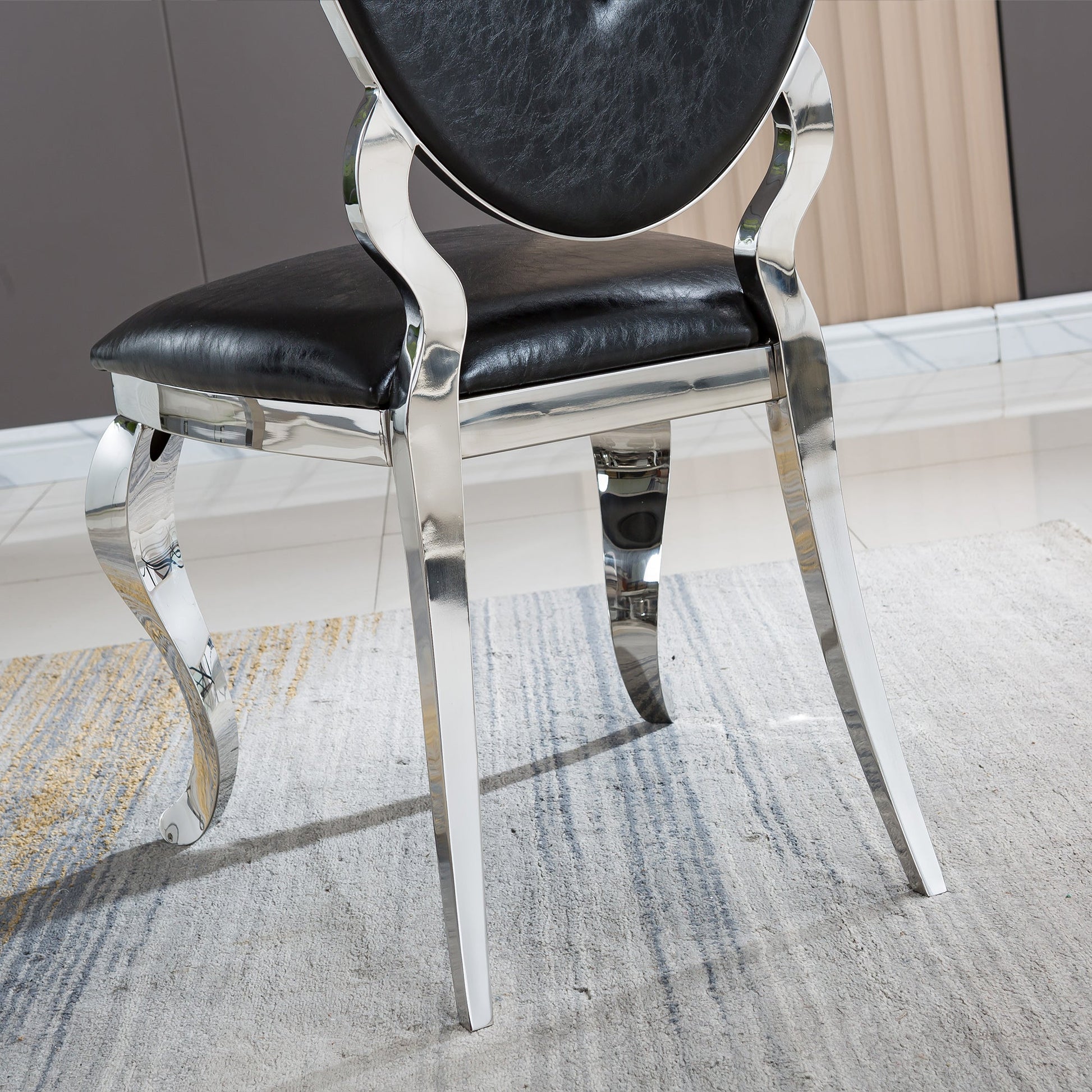 Modern Dining Chair Set of 2| Stainless Steel with Gold/Silver Finish