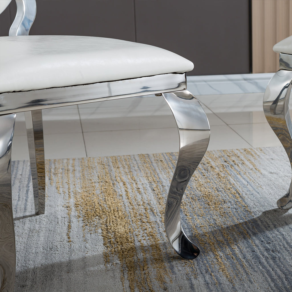 Modern Dining Chair Set of 2| Stainless Steel with Gold/Silver Finish