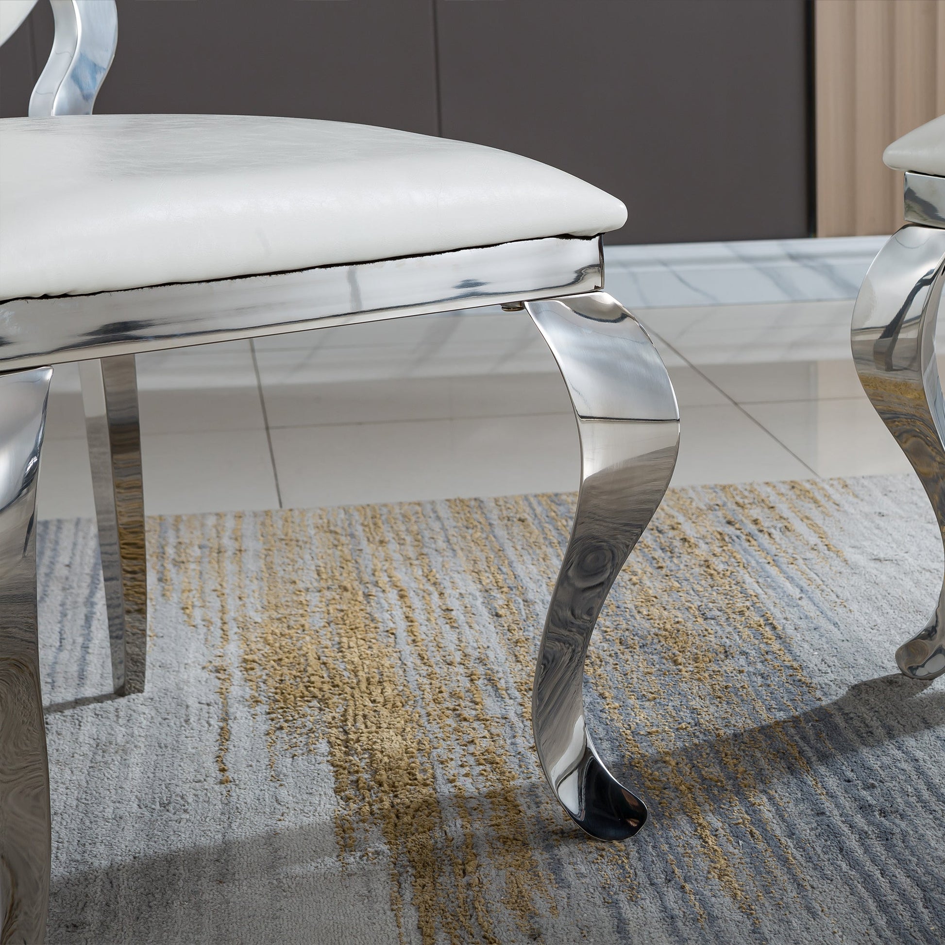 Modern Dining Chair Set of 2| Stainless Steel with Gold/Silver Finish