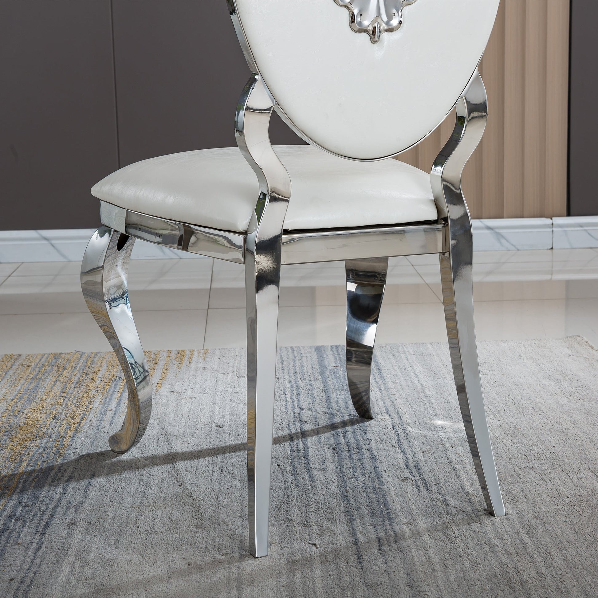 Modern Dining Chair Set of 2| Stainless Steel with Gold/Silver Finish