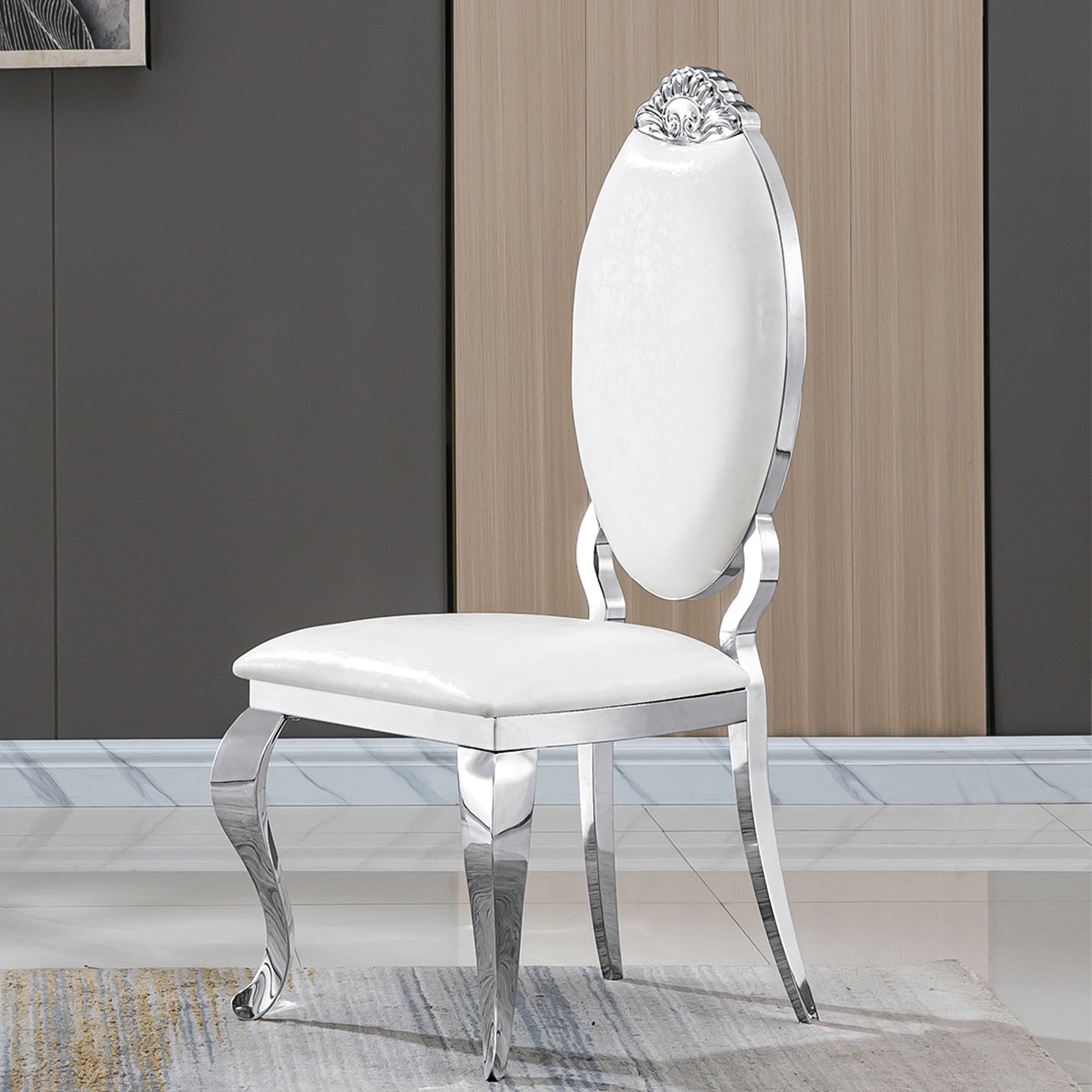 Modern Dining Chair Set of 2| Stainless Steel with Gold/Silver Finish