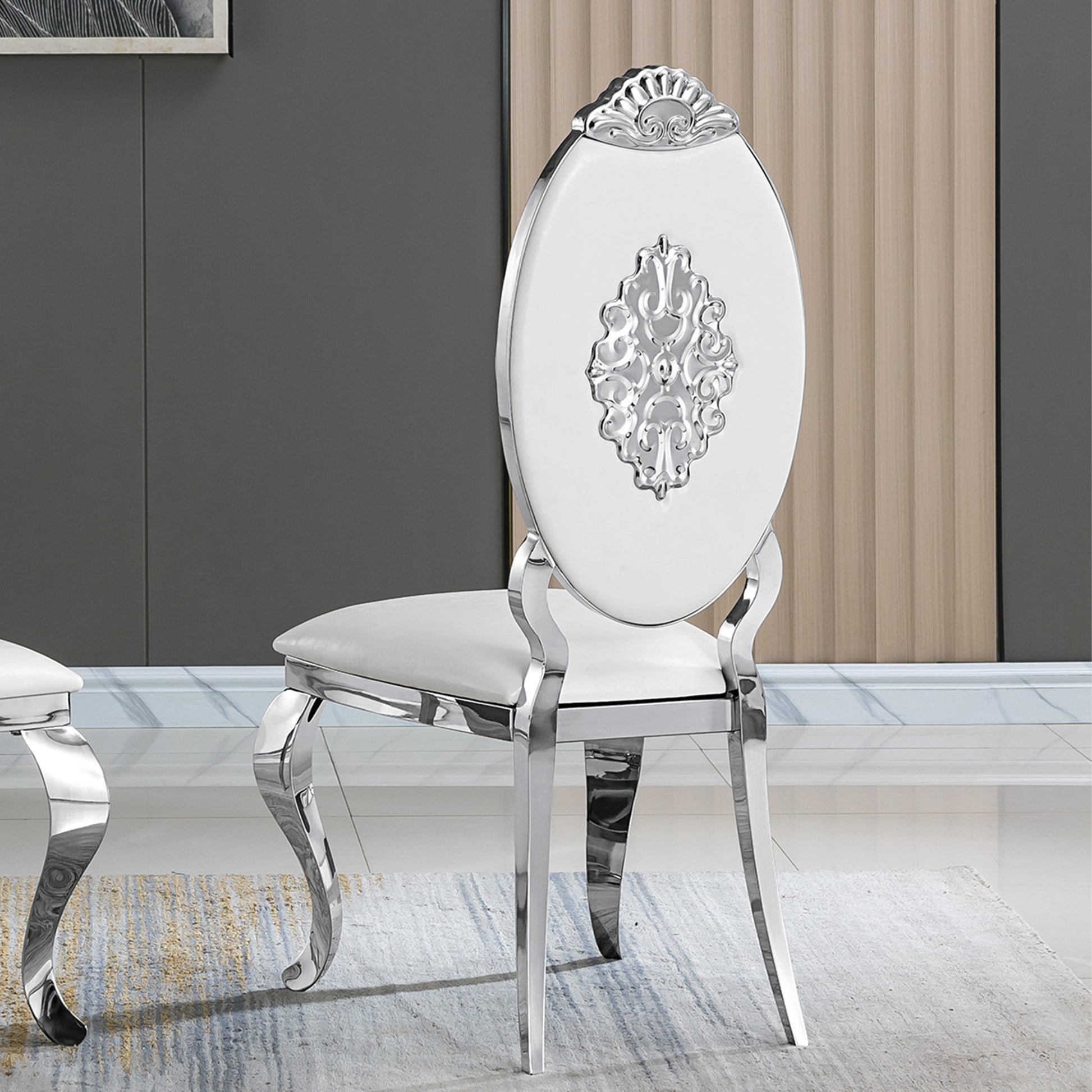 Modern Dining Chair Set of 2| Stainless Steel with Gold/Silver Finish
