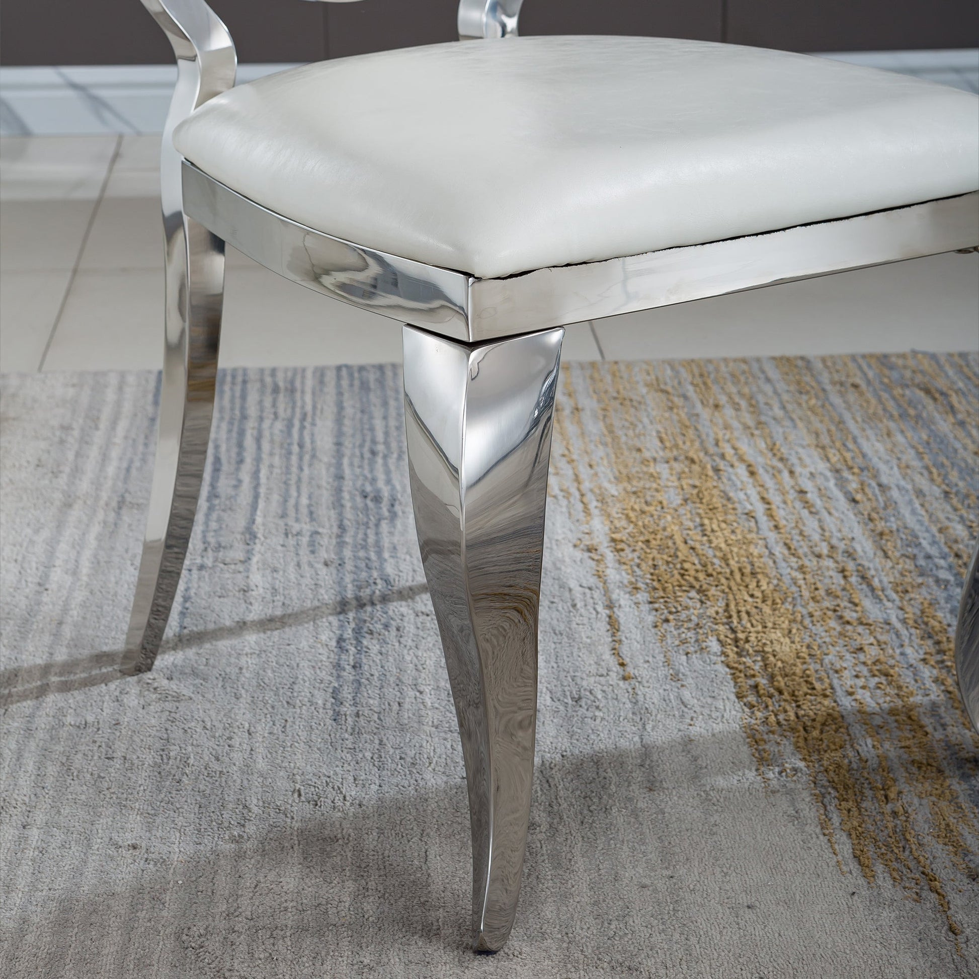 Modern Dining Chair Set of 2| Stainless Steel with Gold/Silver Finish