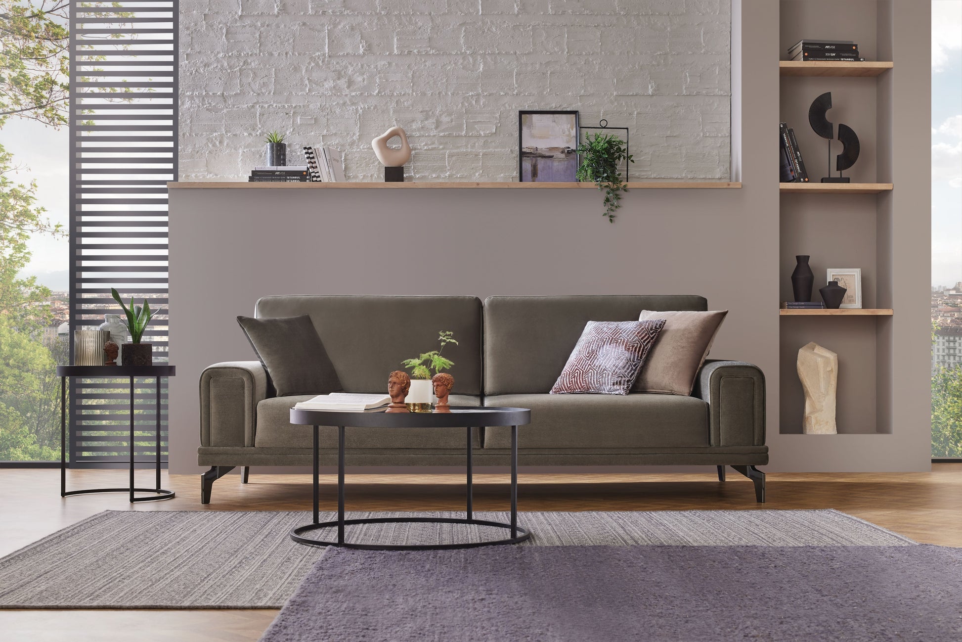 Evora Khaki Green 3-Seater Sofa Bed