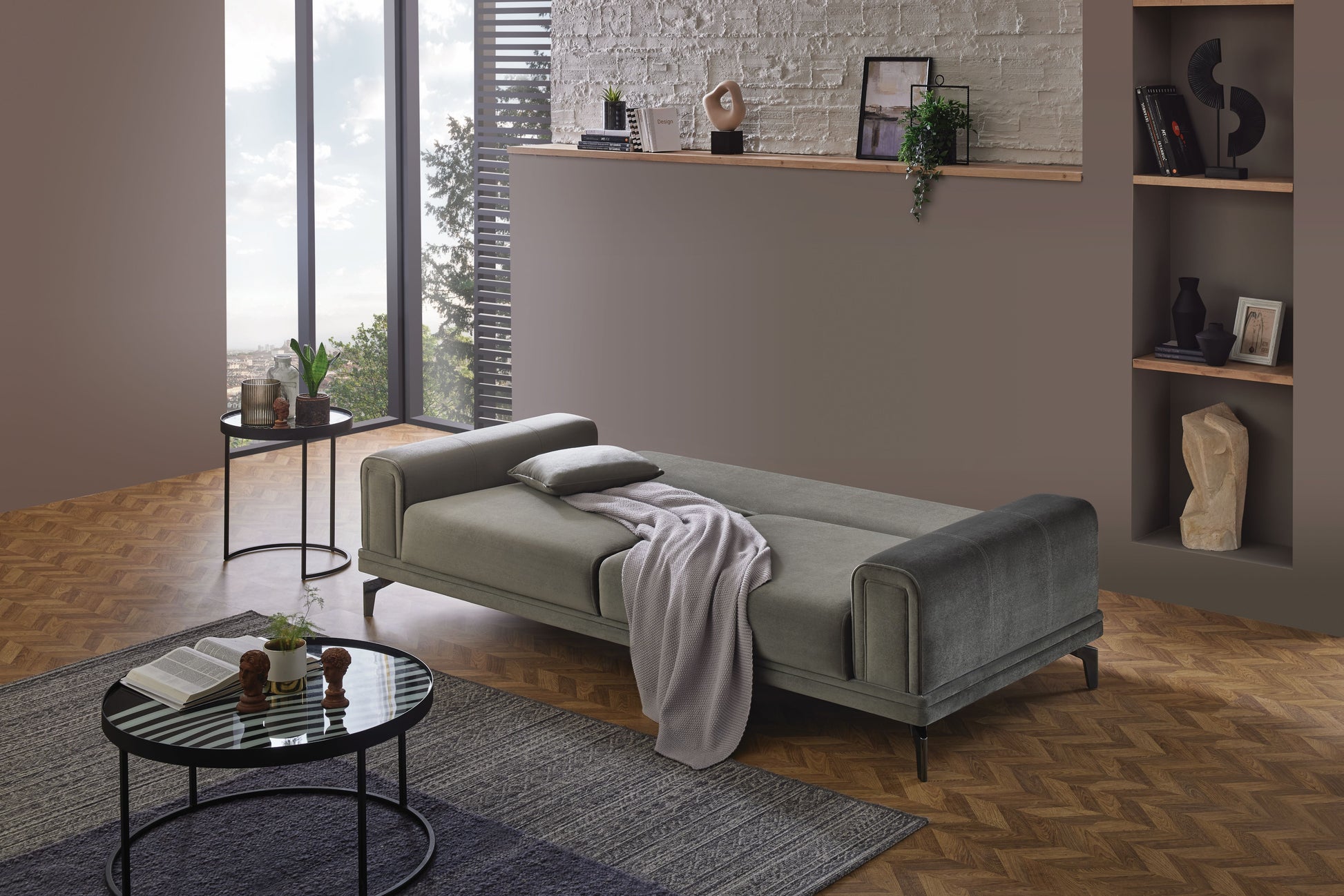 Evora Khaki Green 3-Seater Sofa Bed