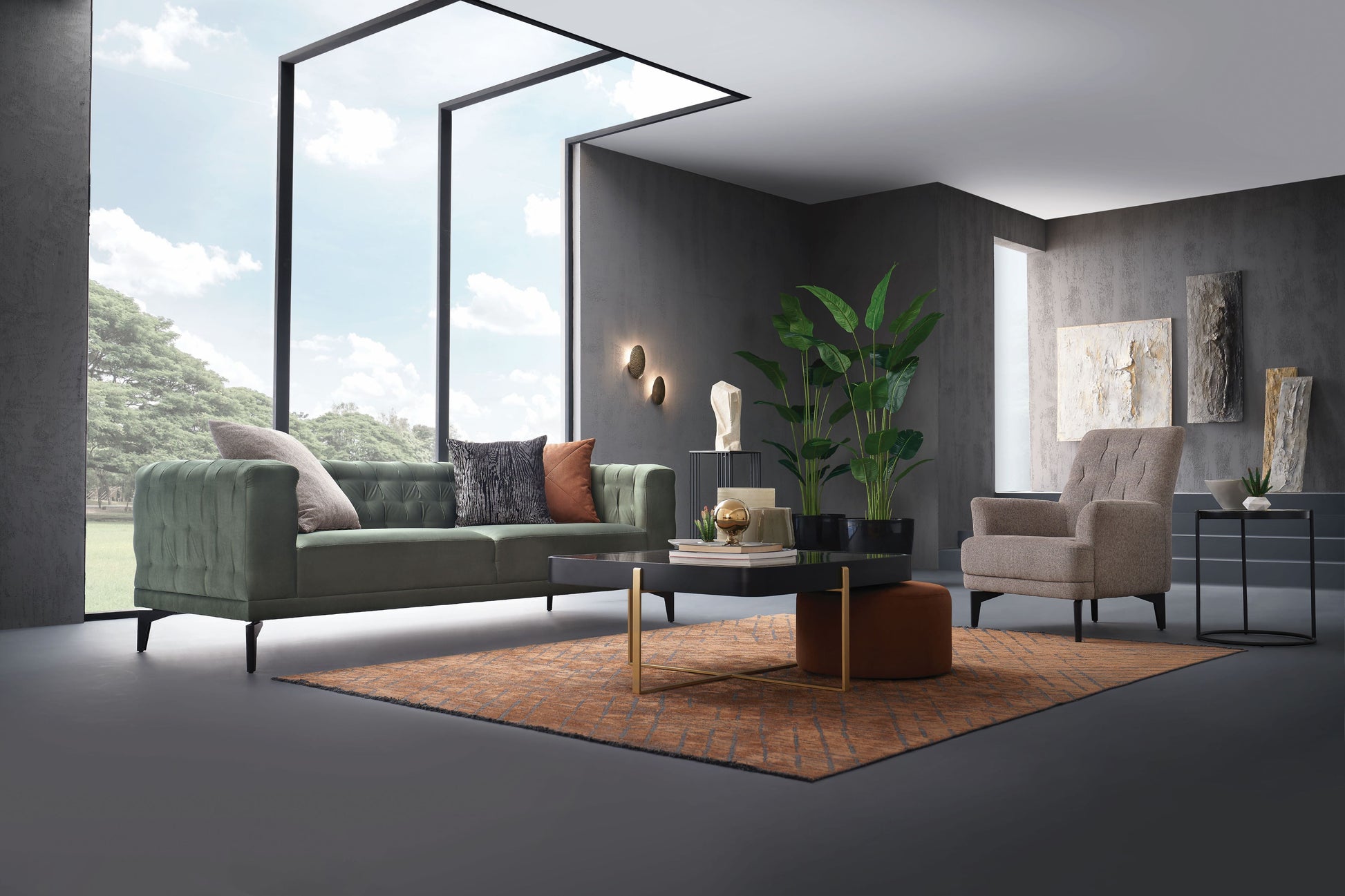 Dorian Green 3-Seater Sofa